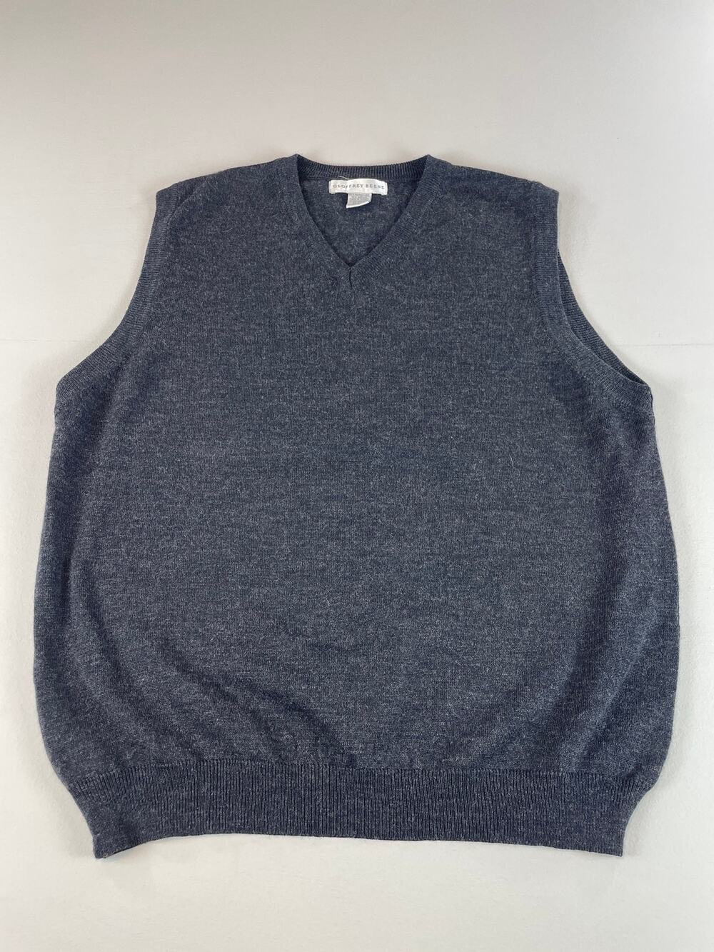 Geoffrey Beene Gray Merino Wool Italian Yarn V‑Neck Sweater Vest Mens Size L